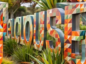 Durable printed sign in a natural outdoor setting, showcasing longevity and vibrant colors.